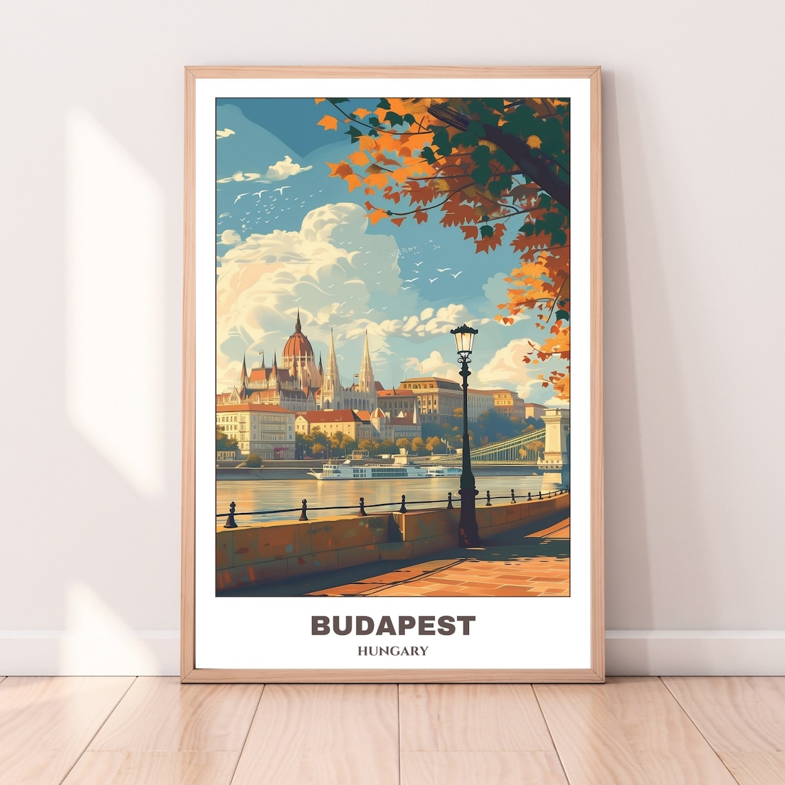 Budapest Hungary Autumn Embankment Parliament Across Danube Poster - Image 4