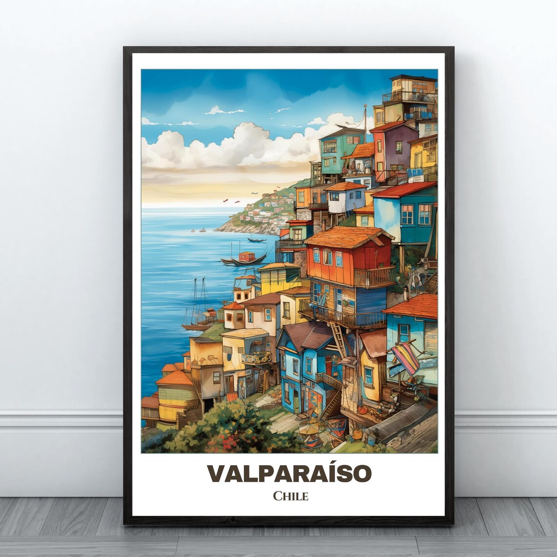 Valparaiso Travel Poster, Chile Cityscape Art Print
