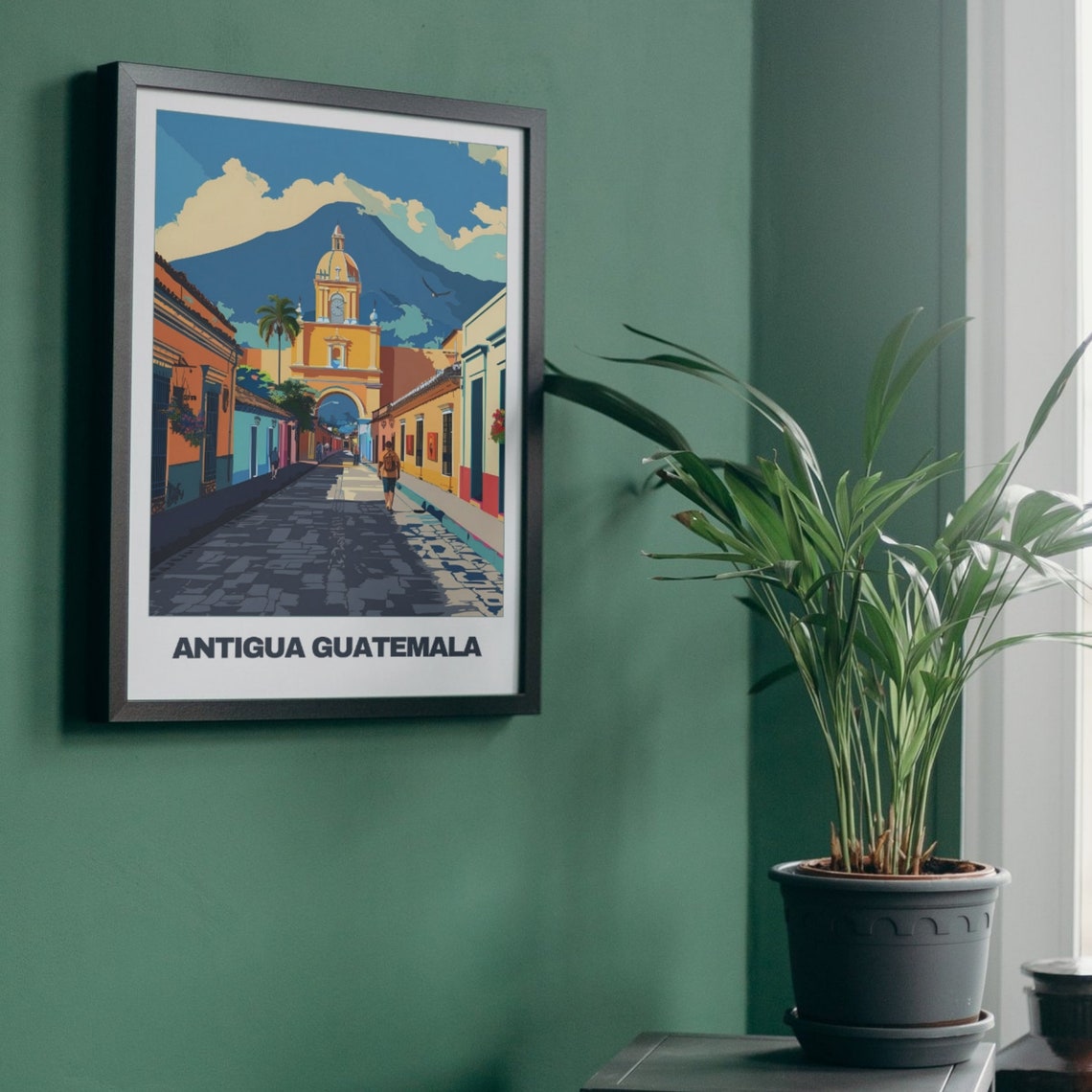 Antigua Guatemala Santa Catalina Arch Volcano Cobblestone Poster - Image 5