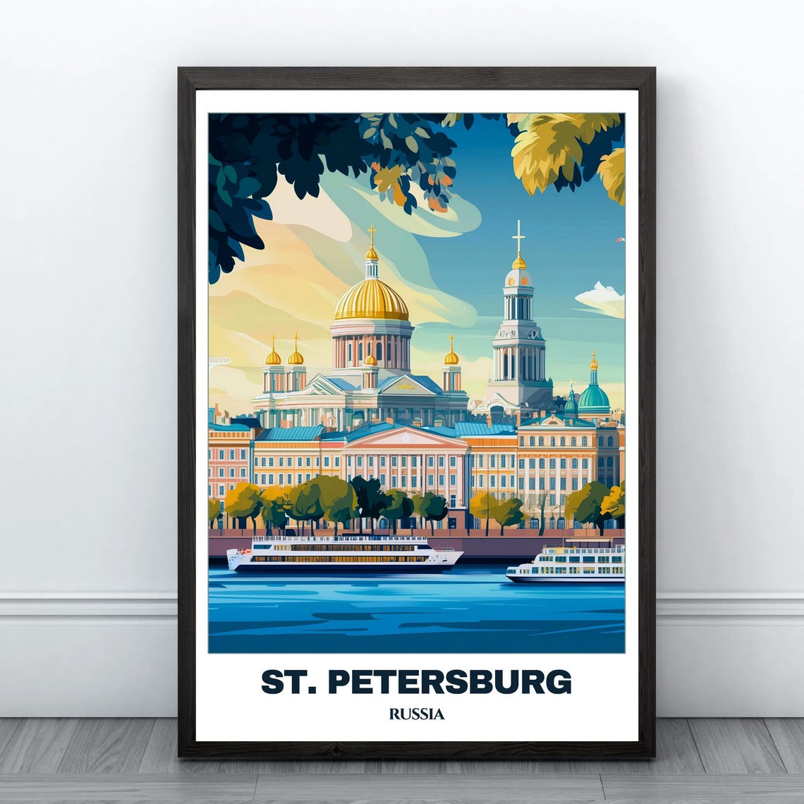 Stpetersburg Travel Poster Russia Travel Print Citycape Painting Wall Art Stpetersburg Home Decor Stpetersburg Print