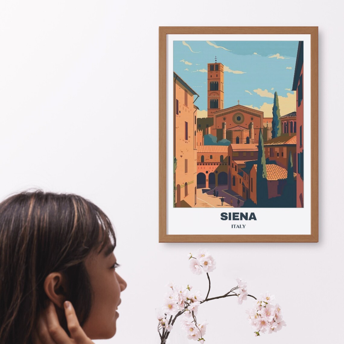 Siena Italy Gothic Brick Church Bell Tower Street Travel Poster - Image 4