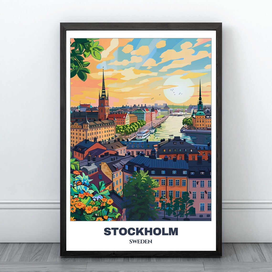 Stockholm Travel Poster, Sweden Cityscape Art Print