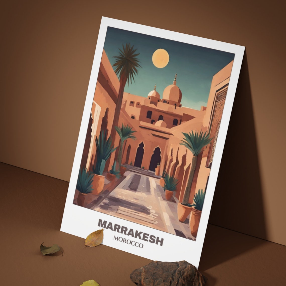 Marrakesh Riad Courtyard Night Moroccan Architecture Travel Poster - Image 3
