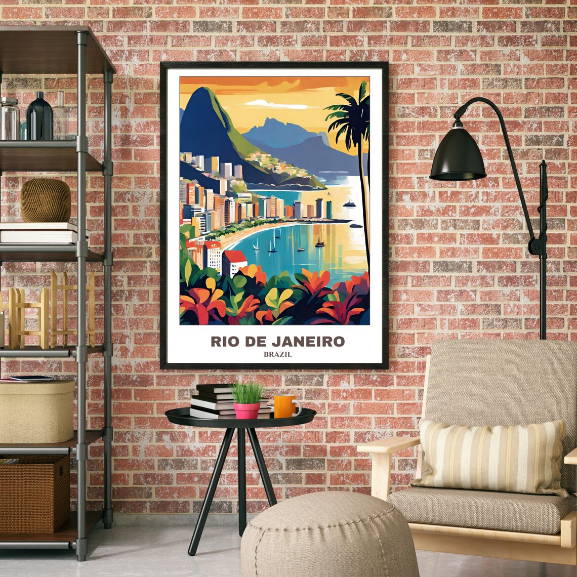 Rio de Janeiro Brazil Copacabana Bay Mountains Sunset Poster - Image 2