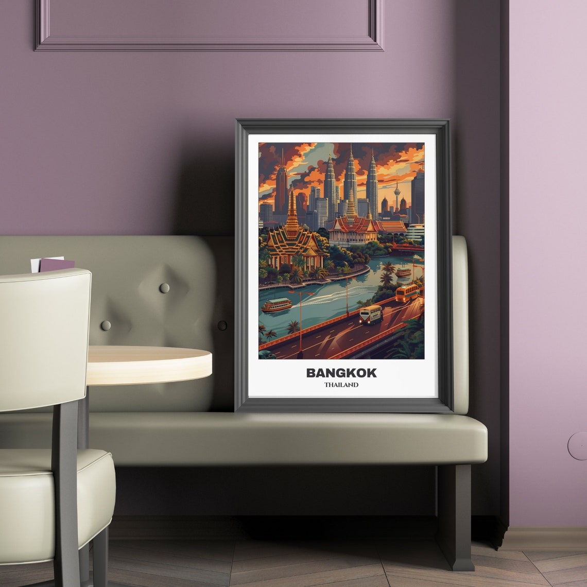 Bangkok Travel Poster Thailand Travel Poster Citycape Painting Print Wall Art Bangkok Home Decor Bangkok Trip Print - Image 2