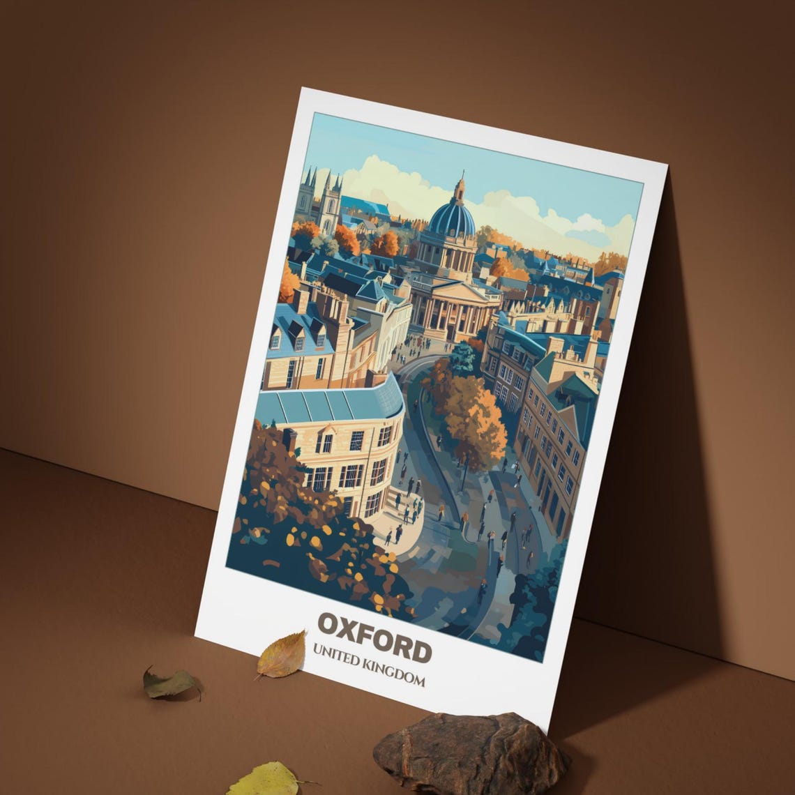 Oxford Travel Poster United Kingdom Travel Poster Citycape Painting Wall Art Oxford Home Decor Oxford Trip Print - Image 3