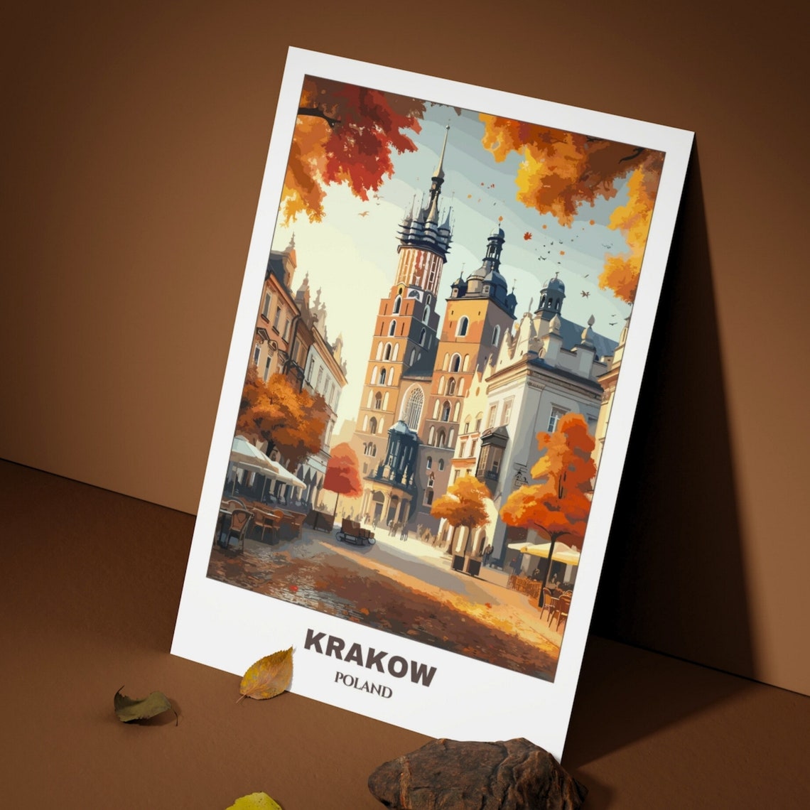 Krakow Travel Poster Poland Travel Poster Krakow Painting Cityscape Painting Wall Art Decor Poland Trip Travel Lovers Gift - Image 3