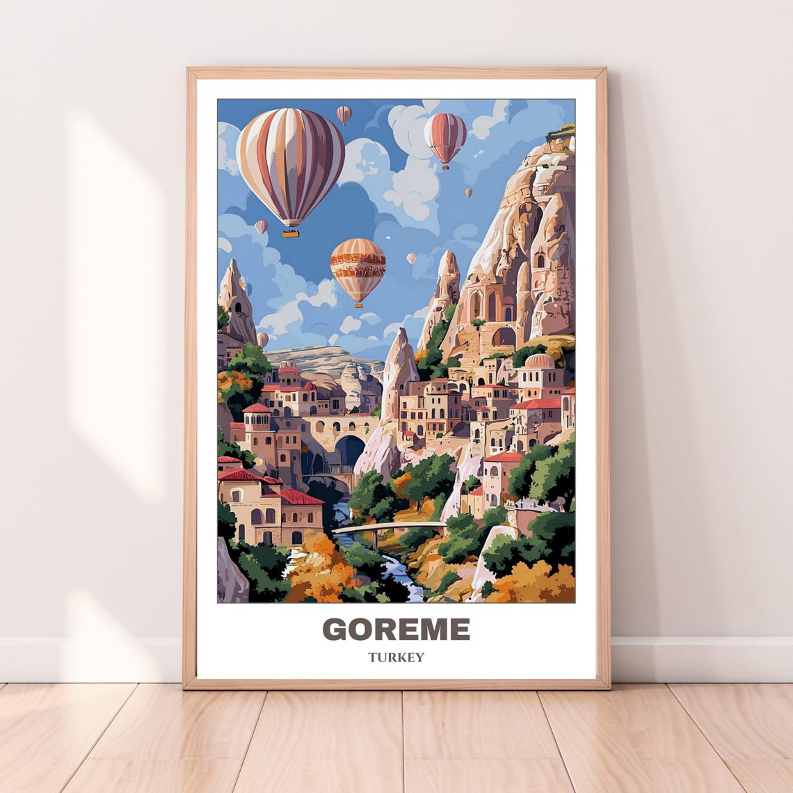 Goreme Turkey Hot Air Balloons Fairy Chimneys Vintage Travel Poster - Image 3