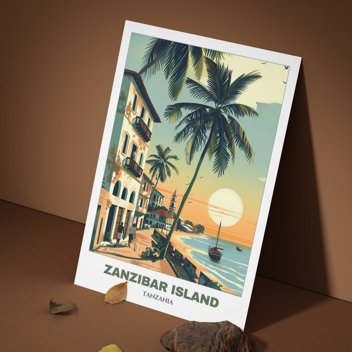 Zanzibar Island Travel Poster Tanzania Travel Poster Zanzibar Painting Print Wall Art Tanzania Home Decor Stone Town - Image 4