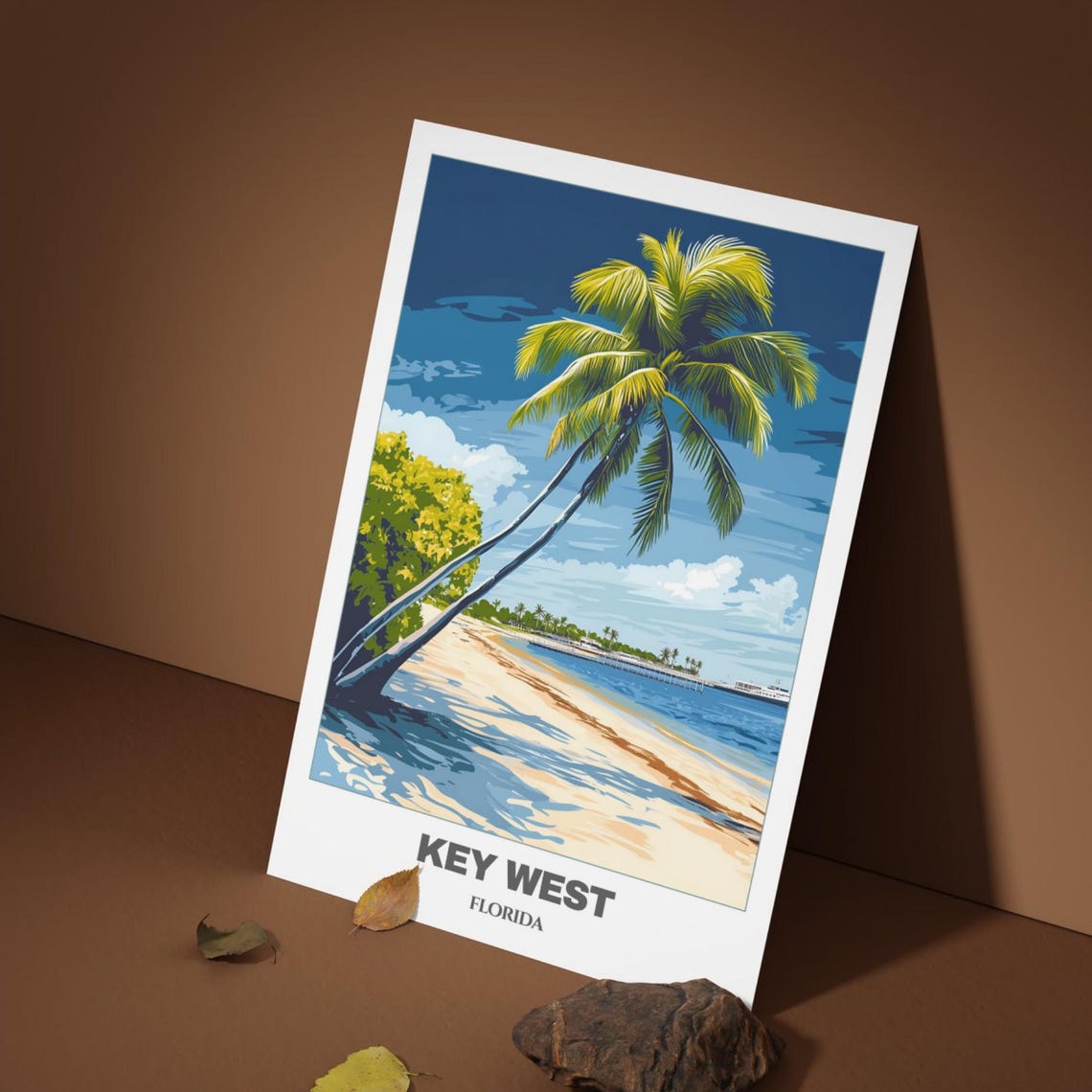 Key West Florida Beach Palm Trees Ocean View Vintage Travel Poster - Image 5