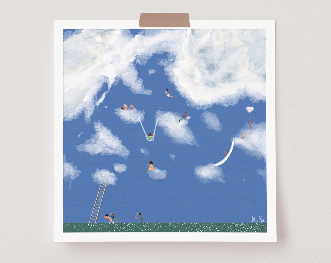 Children Playing In The Clouds