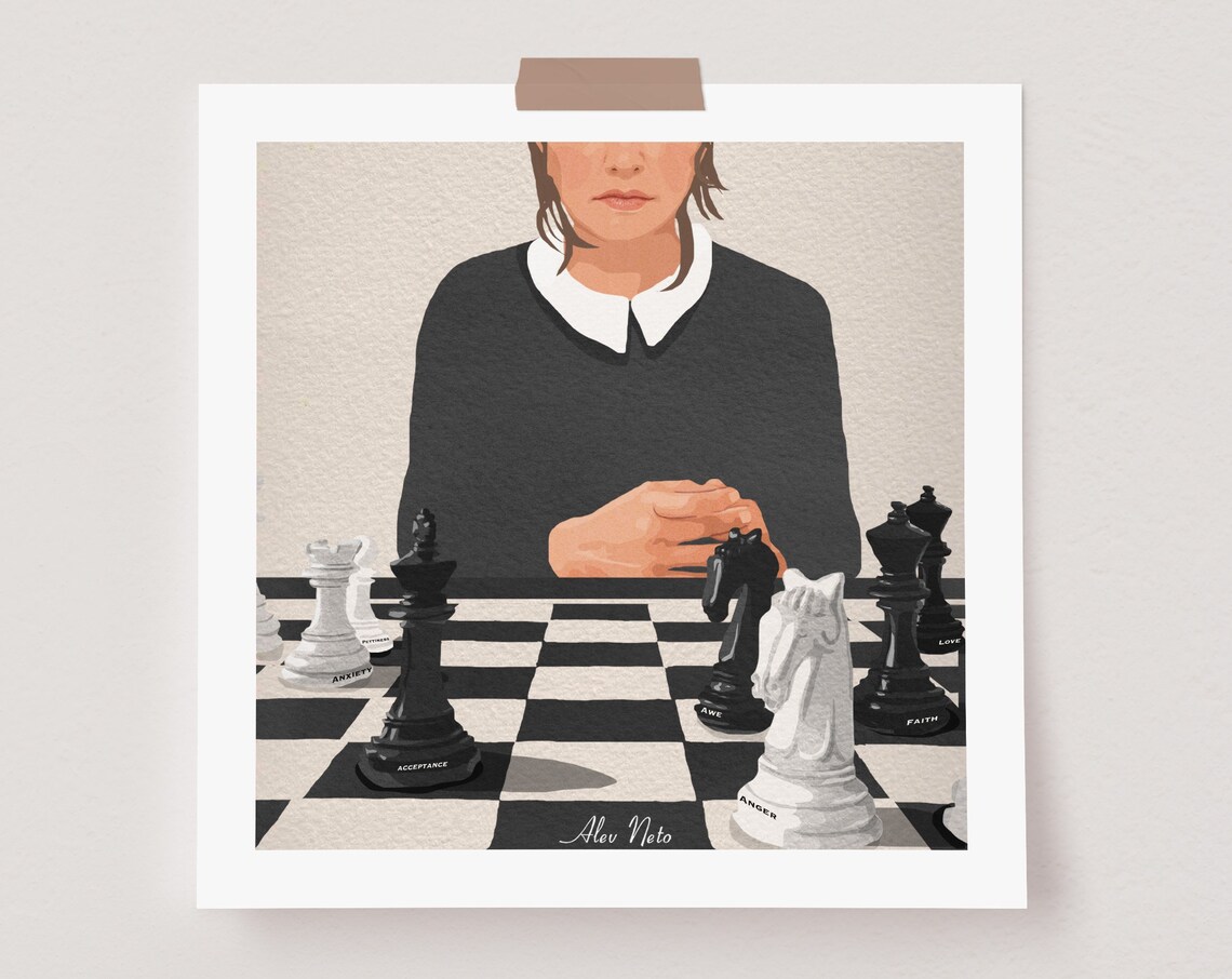 Emotional Chess Mindfulness Acceptance and Anxiety Art Poster