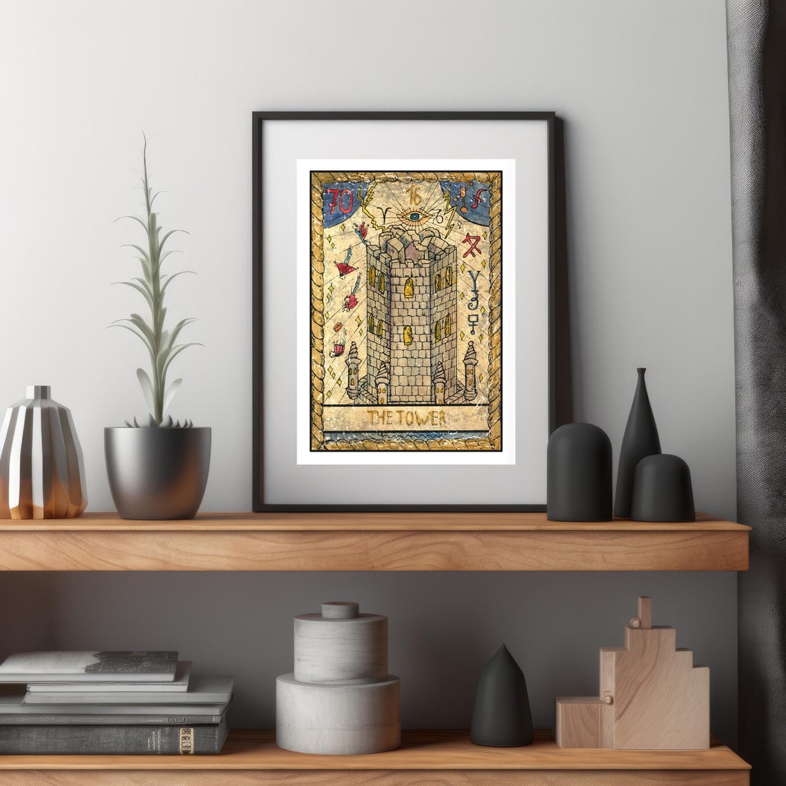 The Tower Tarot Card Wall Art Tarot Card Art Prints Psychic Reading Art Print Tarot Deck Art Knight Tower Art Medieval Castle Art Print - Image 3
