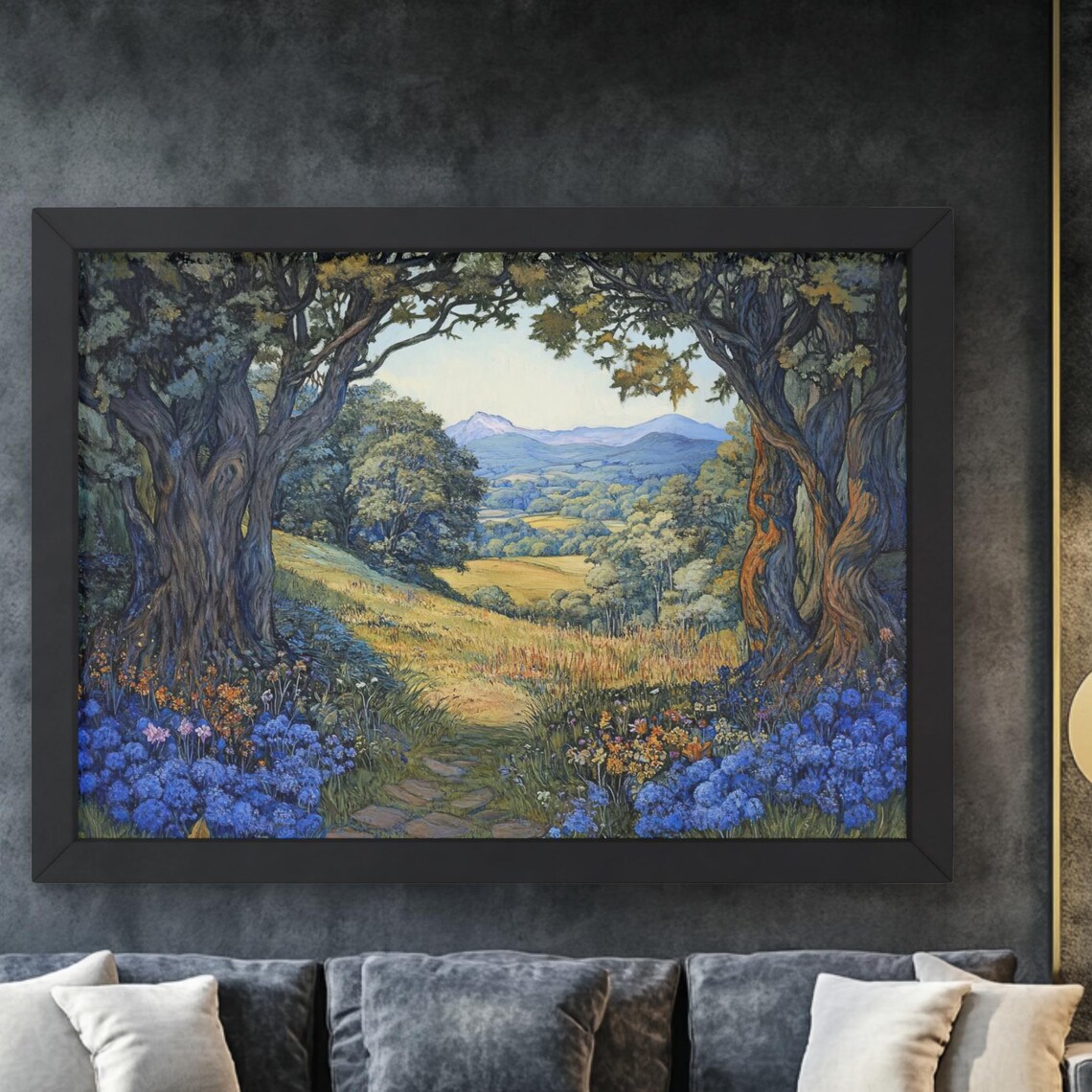 Ancient Oaks Bluebell Valley Mountain View Arts And Crafts Poster