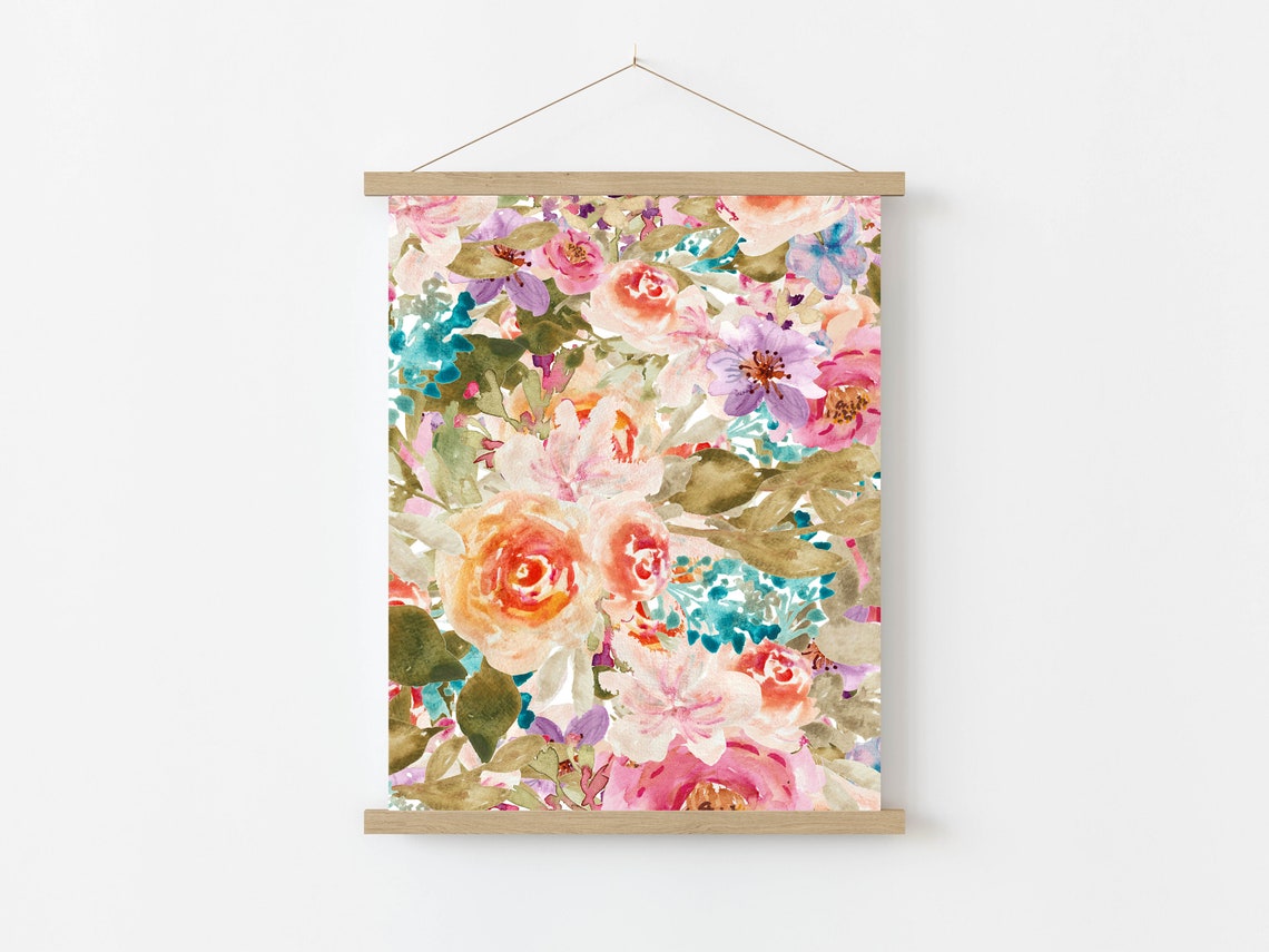 Spring Floral Collage Watercolor Roses Peony Garden Art Poster - Image 3