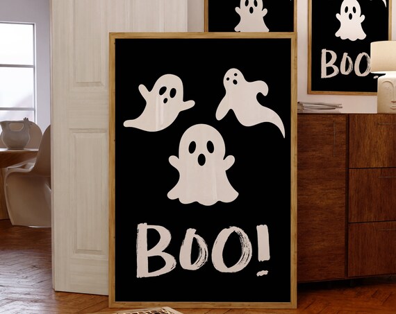 Spooky Ghost Poster Halloween Wall Decor Halloween Print Trendy Wall Art Cute Halloween Decor Funky Home Decor Ghost Wall Art