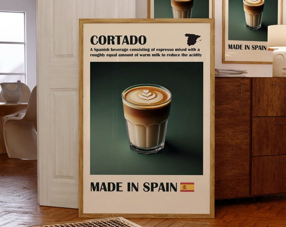 Coffee Print Spanish Cortado Print Coffee Wall Art Trendy Wall Art Print Coffee Poster Coffee Lover Gift