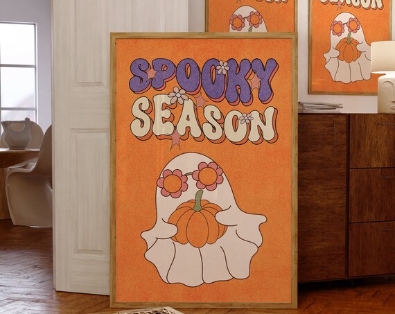 Spooky Season Print Autumn Wall Art Funny Halloween Quote Wall Art Spooky Halloween Wall Art Pumpkin Wall Art Cute Ghost Wall Art