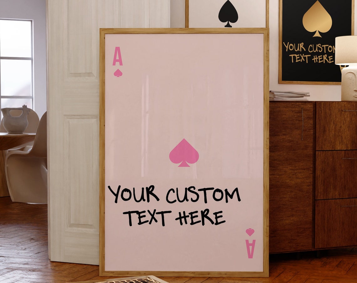 Pink Ace Of Spades Custom Text Personalizable Playing Card Poster