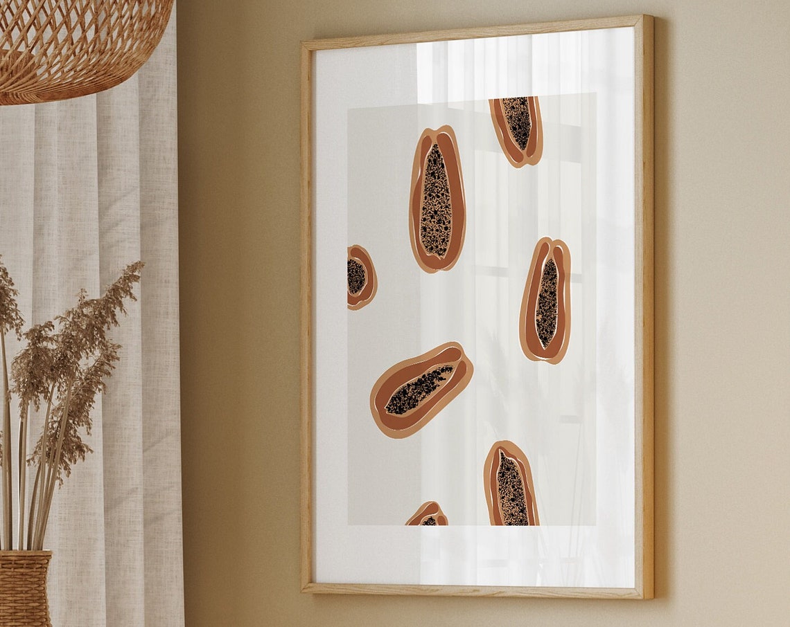 Abstract Papaya Slices Modern Fruit Kitchen Wall Decor Poster - Image 2