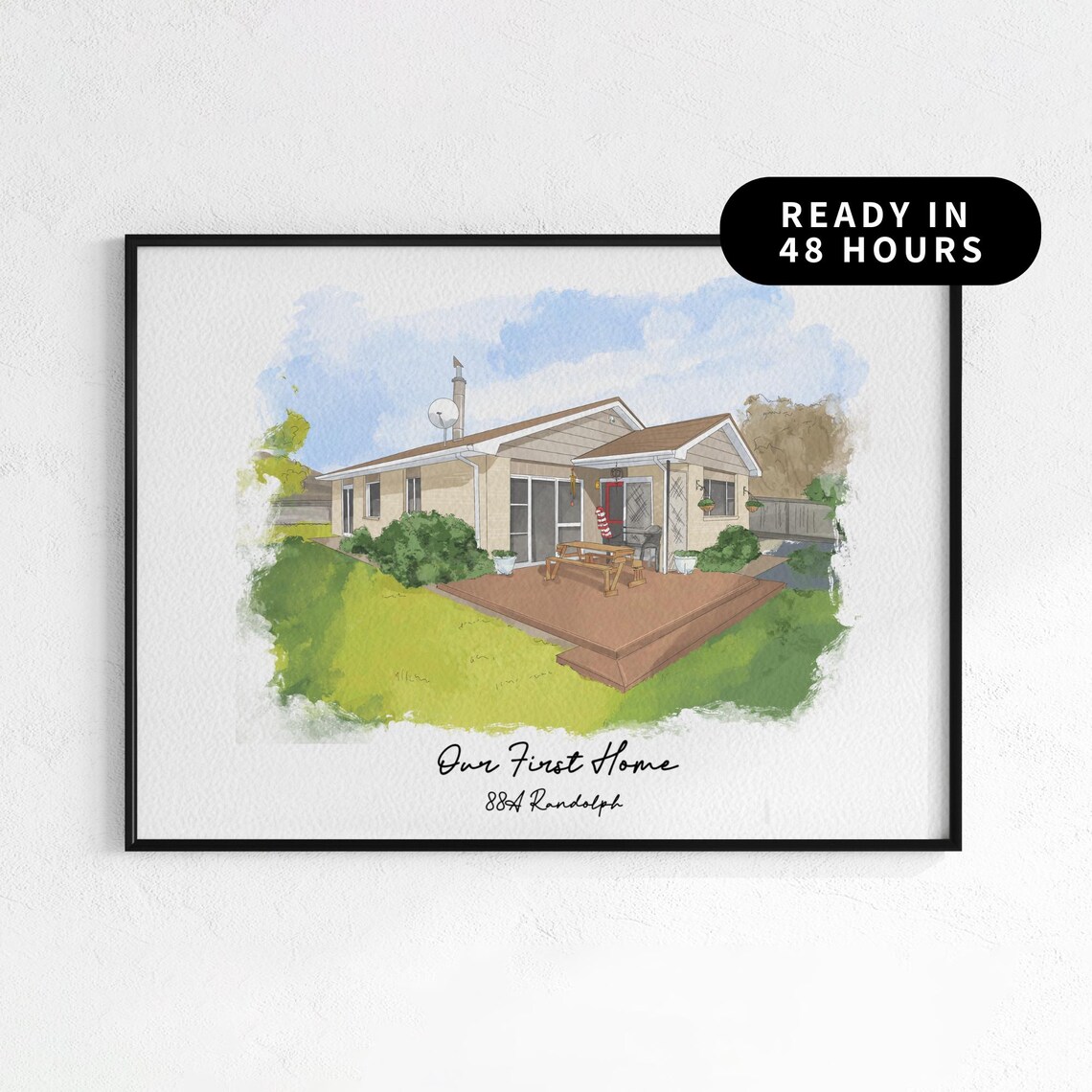 Custom Watercolor First Home Portrait From Photo Gift Poster