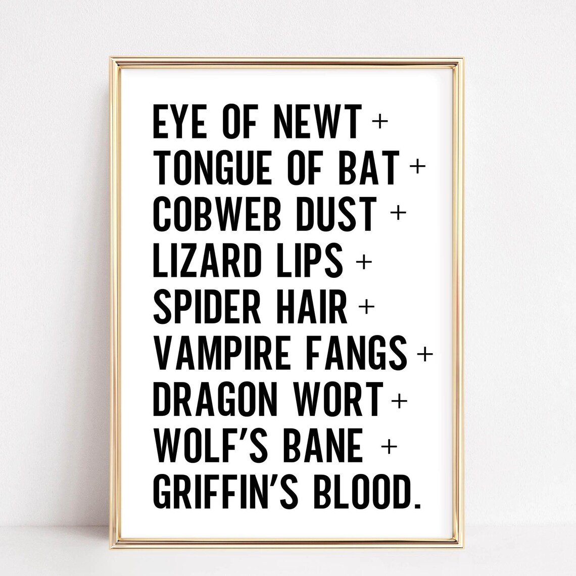 Witch Potion Ingredients Eye of Newt Spell List Halloween Art Poster