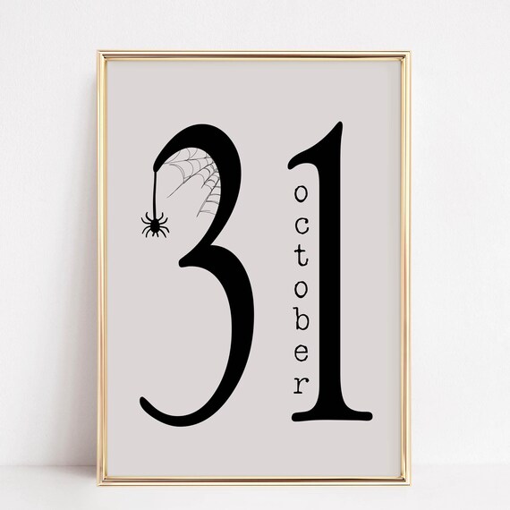 October 31 Minimalist Spider Web Typography Halloween Date Poster