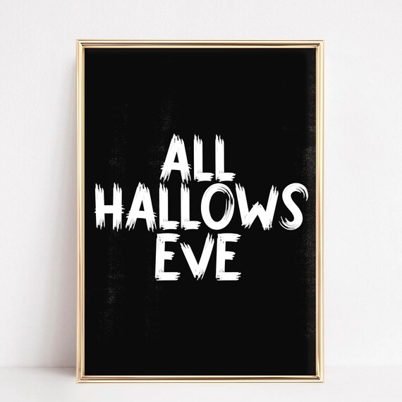 All Hallows Eve Distressed Brush Lettering Black Halloween Poster