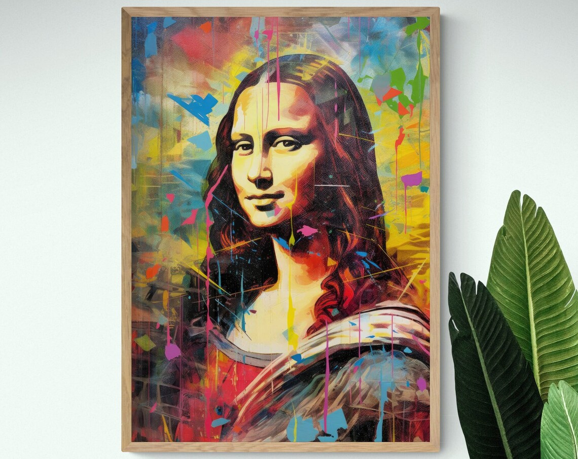 Modern Mona Lisa Portrait Art Print, Altered Art - Image 3