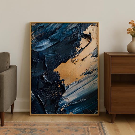 Japanese Wall Art Oil Painting Abstract Wabi Sabi Colorful Japandi Maximalist Decor