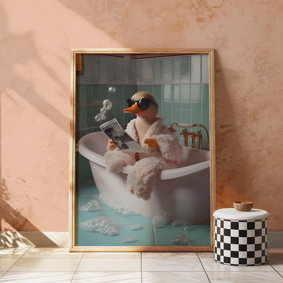 Funny Duck Bathroom Wall Art Vintage Print Decor Prints Signs