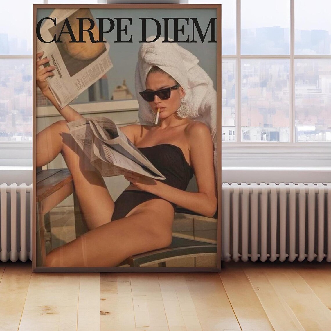 Carpe Diem Magazine Style Woman With Newspaper Feminine Art Poster - Image 2