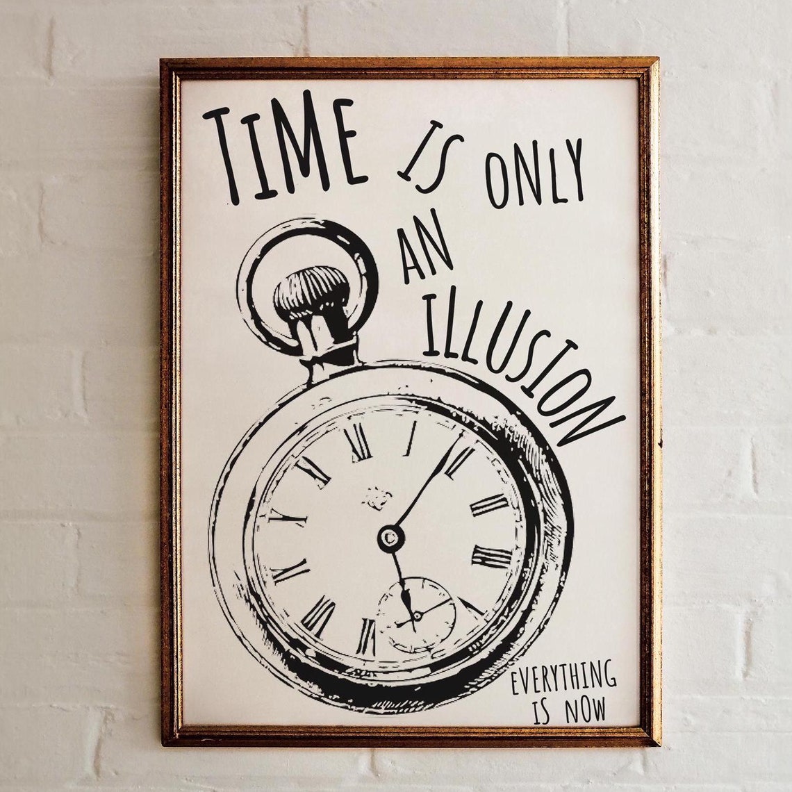 Time is Only an Illusion Print Pocket Watch Sketch Quote Wall Art - Image 3