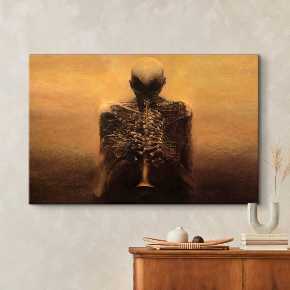 Zdzislaw Beksinski Skeleton Trumpet Player Surreal Art Poster