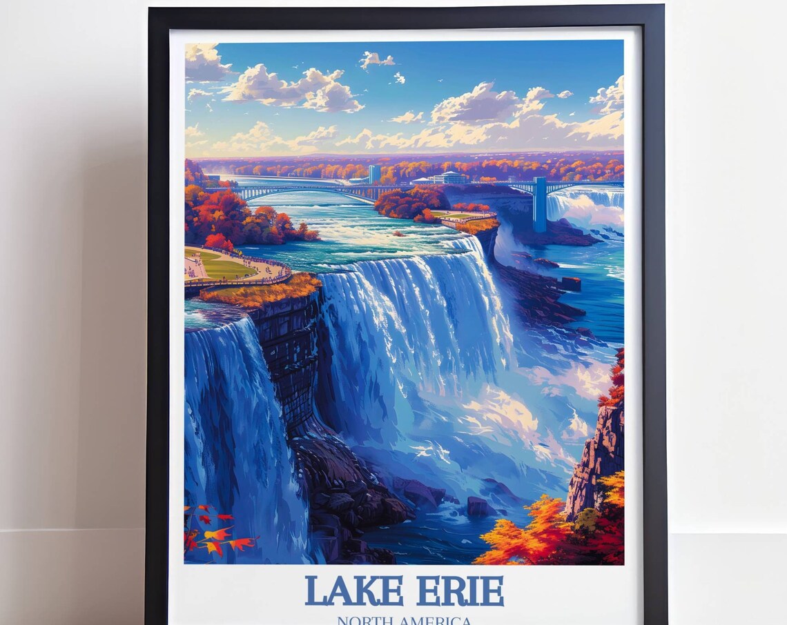 Lake Erie North America Autumn Waterfall Cascades View Poster - Image 4