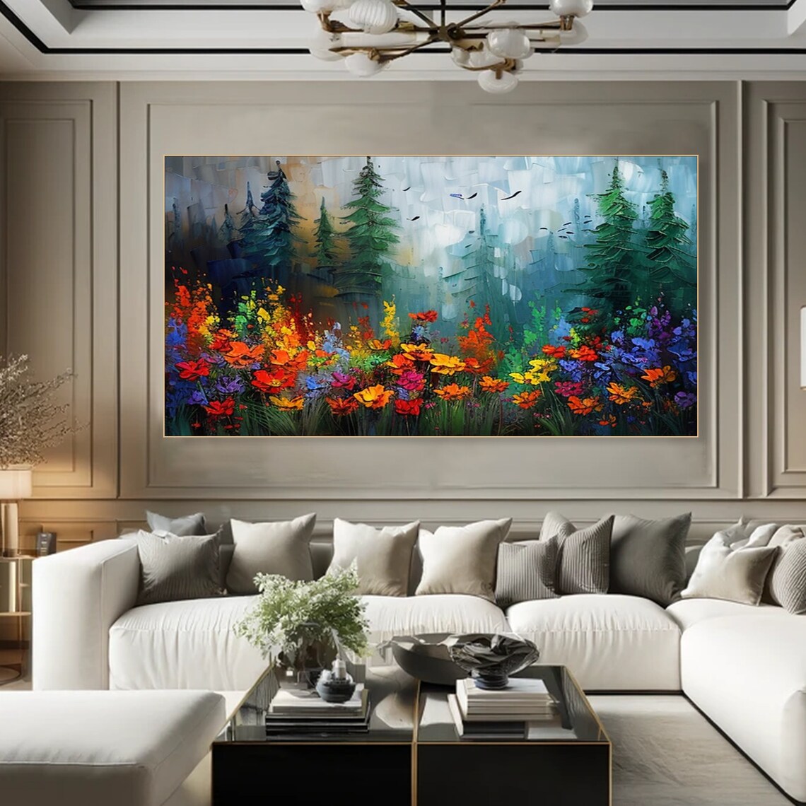 Colorful Forest Tree Art Print, Contemporary Landscape - Image 2