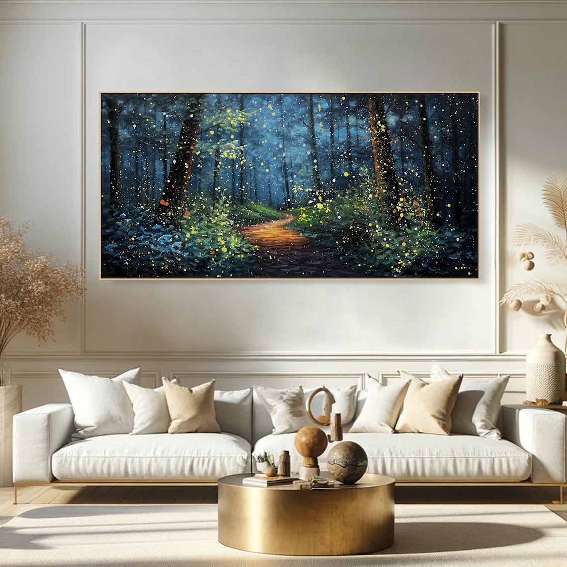 Fireflies In Forest, Custom Oil Painting Art Print - Image 4