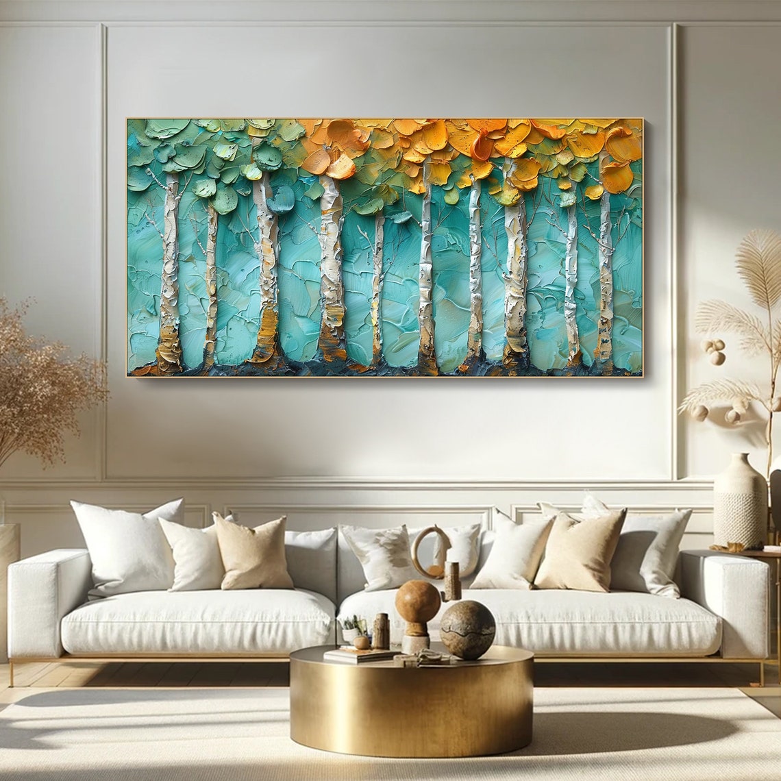 Birch Tree Forest White Trunks Gold Canopy Textured Nature Poster - Image 6