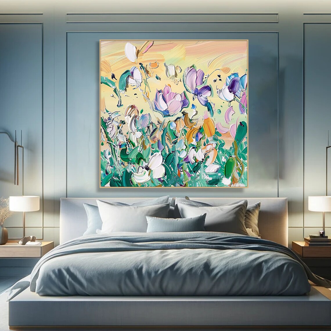 Dreamy Pastel Flowers Lavender Cream Green Impasto Floral Poster - Image 5