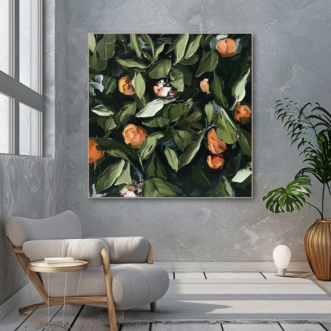 Abstract Orange Oil Painting, Modern Fruit Art Print - Image 3