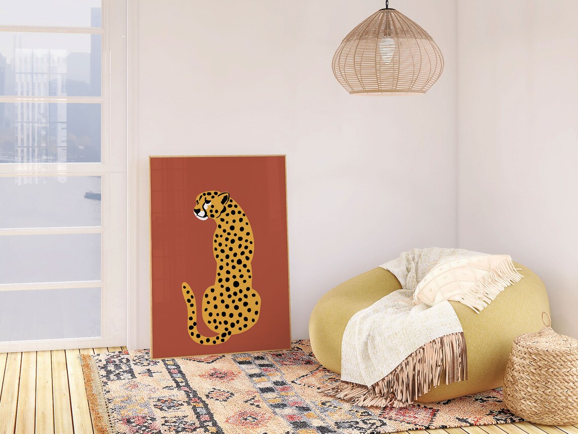 Cheetah Terracotta Animal Print, Jungle Wall Art - Image 3