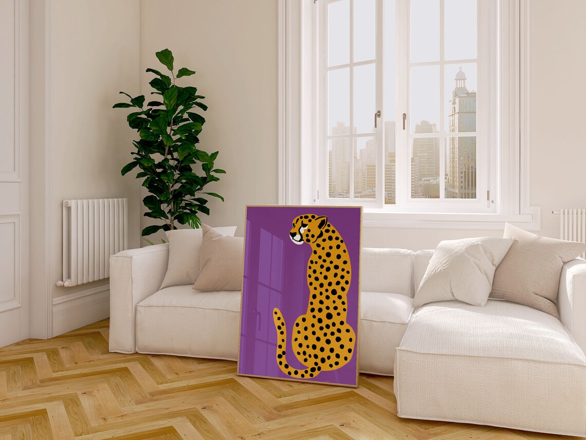 Cheetah Print Purple Leopard Boho Art Print - Image 3