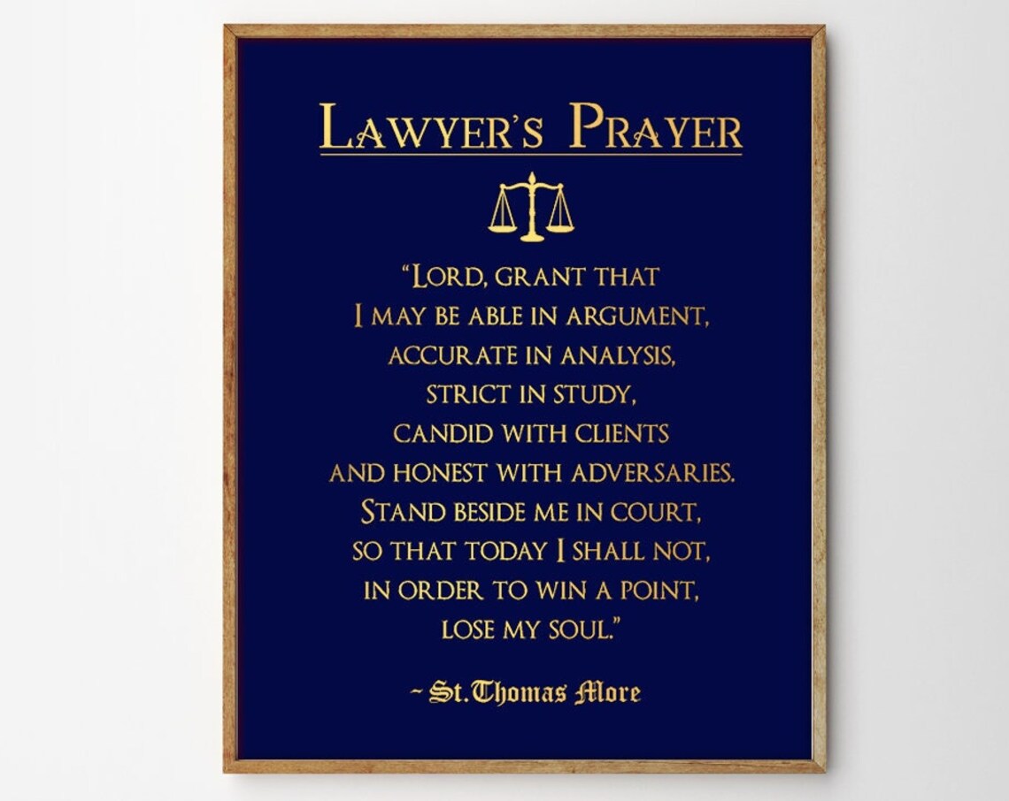 Lawyers Prayer Art Print, Christian Attorney Faith