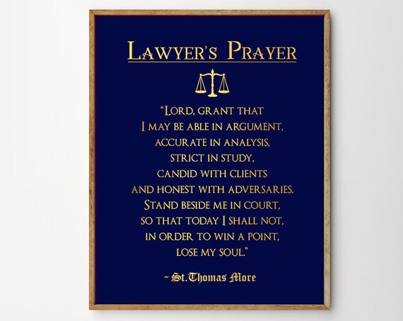 Lawyers Prayer Art Print, Christian Attorney Faith