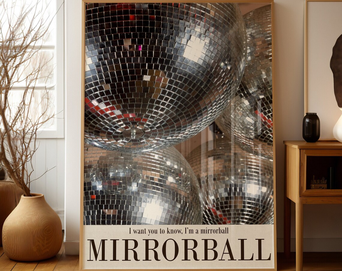 Mirrorball Disco Balls Close Up Lyric Party Photography Poster