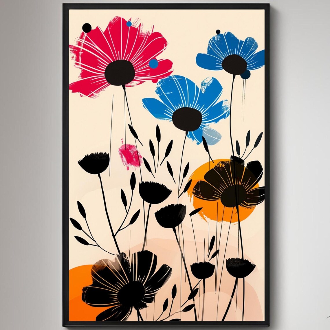 Colorful Bloom Illustration, Abstract Modern Art Print