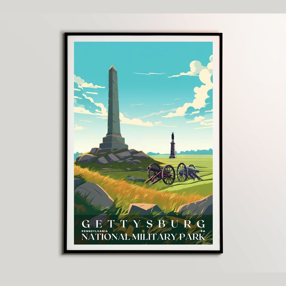 Gettysburg National Military Park Retro Travel Poster