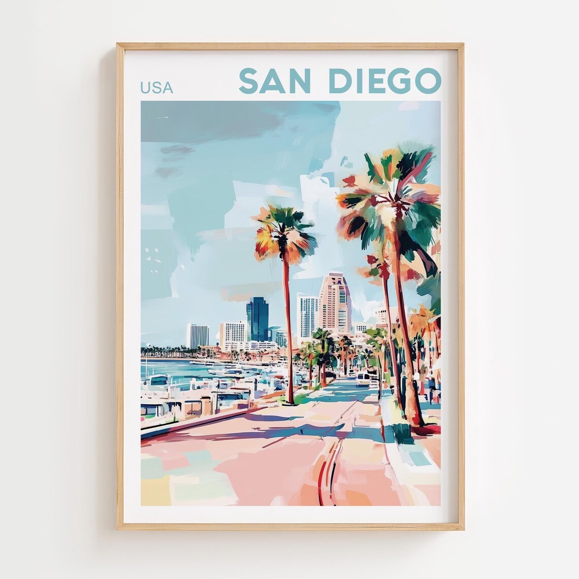 San Diego Watercolor Cityscape Art Print