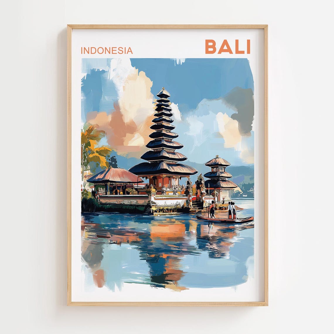 Bali Indonesia Ulun Danu Bratan Temple Lake Reflection Poster