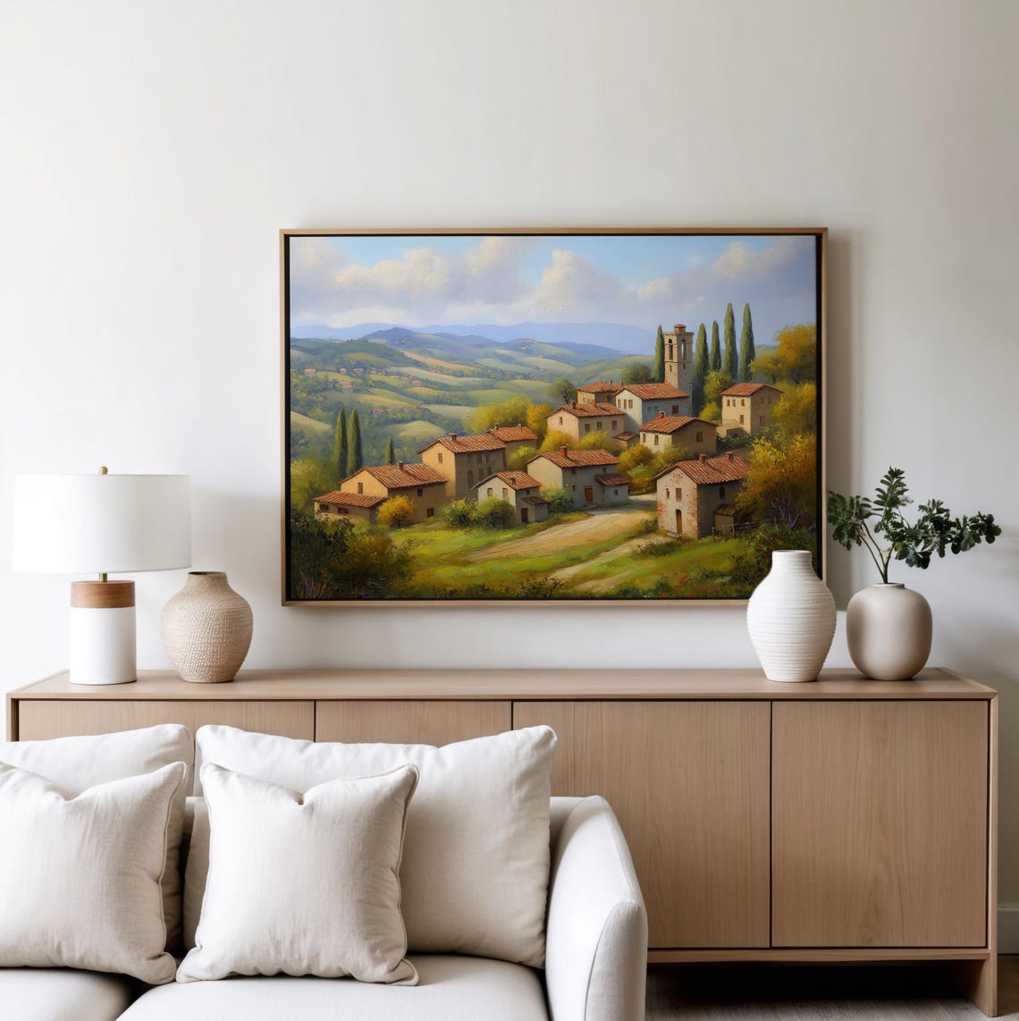 Tuscan Hill Village With Cypress Trees and Bell Tower Poster - Image 4